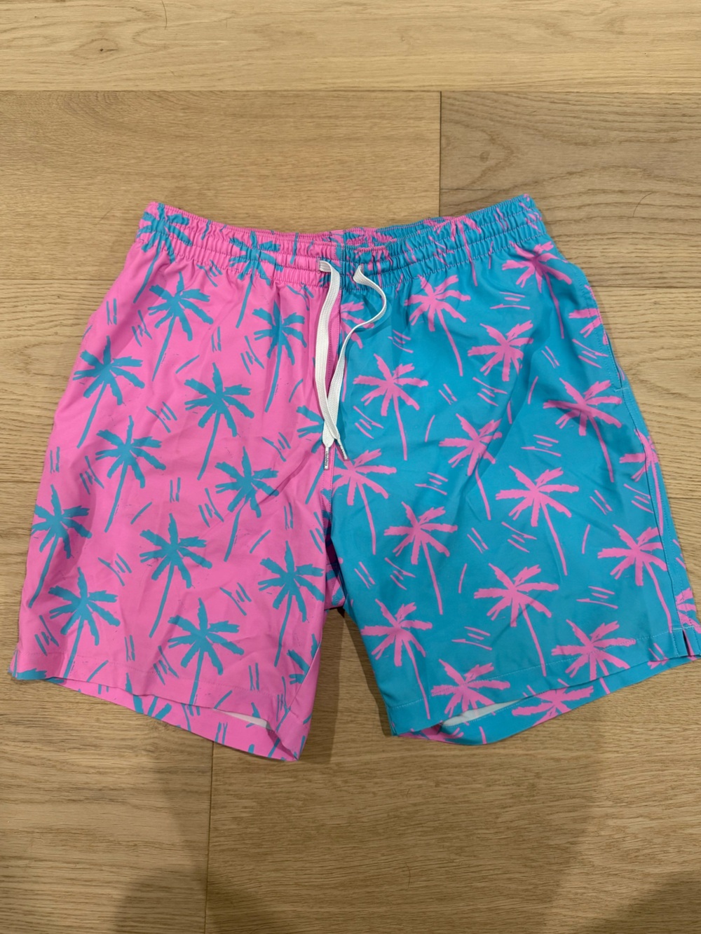 chubbies Pink & Teal Palm Print Swim Shorts
